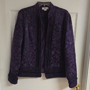 Vintage 90's Coldwater Creek Purple Brocade Open Front Jacket